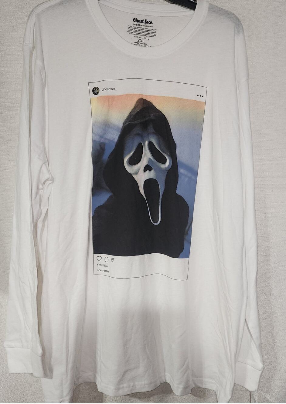 Ghost face long sleeve white shirt men's 2XL